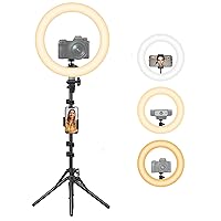 12'' Selfie Ring Light with Stand and Phone Holder, LED Ringlight Tripod with Camera Phone Mount for Viedo Recording Vlog YouTube TikTok Live Stream Cooking Nail Art Makeup Photography