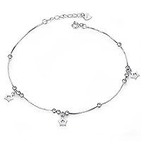 Kim Johanson Silver Star Women's Bracelet Stainless Steel in Silver with Moving Stars and Balls, Length: 22 cm - 26 cm, Includes Jewellery Bag, Stainless Steel, without stone