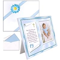 Christening Gift for Baby Boy | Cute Picture Frame | Affordable, Colorful | Holds a 3.5 x 5 Photo | EasyFront-Load Design | Blue Theme with Numbers 6:24-26 Verse…