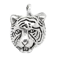 Sexy Sparkles Silver Tone Tiger Charm Pendant for Necklace