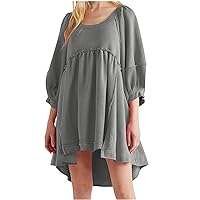 Oversized Sweatshirt Dress for Women Raglan Lantern Sleeve Scoop Neck Pullover High Low Hem Flowy Babydoll Loose Fall Tops