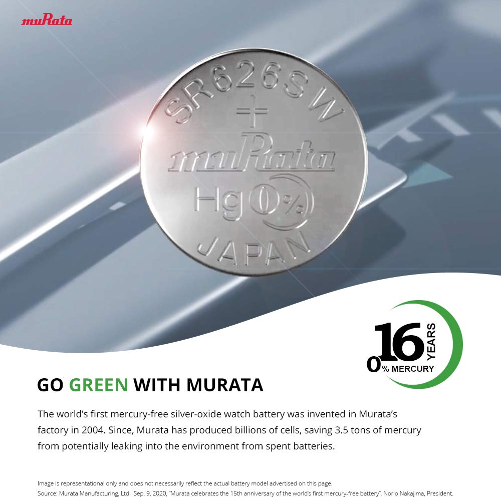 Murata 364 SR621SW Battery 1.55V Silver Oxide Watch Button Cell (5 Batteries)