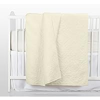 California Design Den Hand-Quilted Crib Size, 100% Cotton Baby Quilt, Lightweight Pre-Softened Ivory Baby Blanket, Diamond Pattern Cotton Toddler Blanket (Creamy Ivory)