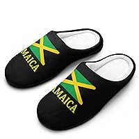 Jamaican Flag Men's Home Slippers Warm House Shoes Anti-Skid Rubber Sole for Home Spa Travel
