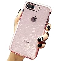 SUBESKING Compatible iPhone 8 Plus/7 Plus/6 Plus/6s Plus Case,Crystal Clear Slim Diamond Pattern Soft TPU Anti-Scratch Shockproof Protective Phone Cover for Women Girls(Pink)