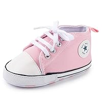 Baby Girls Boys Shoes Soft Anti-Slip Sole Newborn First Walkers Star Sneakers (Light Pink, us_Footwear_Size_System, Infant, Age_Range, Wide, 0_Months, 6_Months)