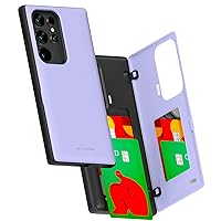 GOOSPERY Magnetic Door Bumper Compatible with Galaxy S24 Ultra Case, Card Holder Wallet Easy Magnet Auto Closing Protective Dual Layer Sturdy Phone Back Cover - Purple
