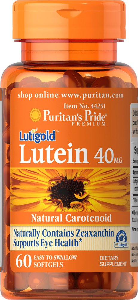 Puritan's Pride Lutein 40 Mg with Zeaxanthin, Helps Support Eye Health*, Whole Bean, 60 Ct,
