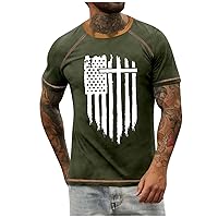 Mens T Shirt,4th of July Shirts for Men Casual Short Sleeve Summer Vintage Graphict T Shirt American Flag Print Tee