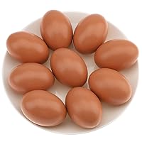 9pcs Fake Wood Eggs Decoration Artificial Play Kitchen Food Kids Toy for Laying Chicken Coop - Brown