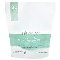 Glotrition Super Beauty Elixir - Delicious Collagen Protein Powder Skincare Drink with Vitamin C, Hyaluronic Acid, Biotin, and Resveratrol - 30 Packets - Get Smooth, Supple, Glowing Skin - Gluten Free