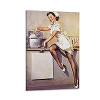 Gil Elvgren Art Illustration Posters Vintage Posters Vintage Magazine Calendar Cover Girl Illustrati Canvas Painting Posters and Prints Wall Art Pictures for Living Room Bedroom Decor 20x30inch(50x75