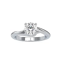Certified Solitaire Engagement Ring Studded with 1.14 Cttw Round Moissanite Solitaire Diamond in 18K White/Yellow/Rose Gold for Women on Her Engagement Celebration (Color-Clarity: G-VS2)