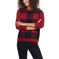 Weatherproof Vintage Womens Knit Checkered Crewneck Sweater
