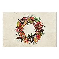 DB Party Studio Thanksgiving Dinner Paper Placemats Pack of 25 Classic Autumn Wreath Design Welcome to Fall Season Family Parties Dining Table Settings Disposable Quick Cleanup 17