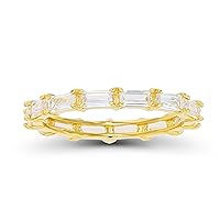 DECADENCE 14K Yellow Gold Baguette Cubic Zirconia Eternity Ring