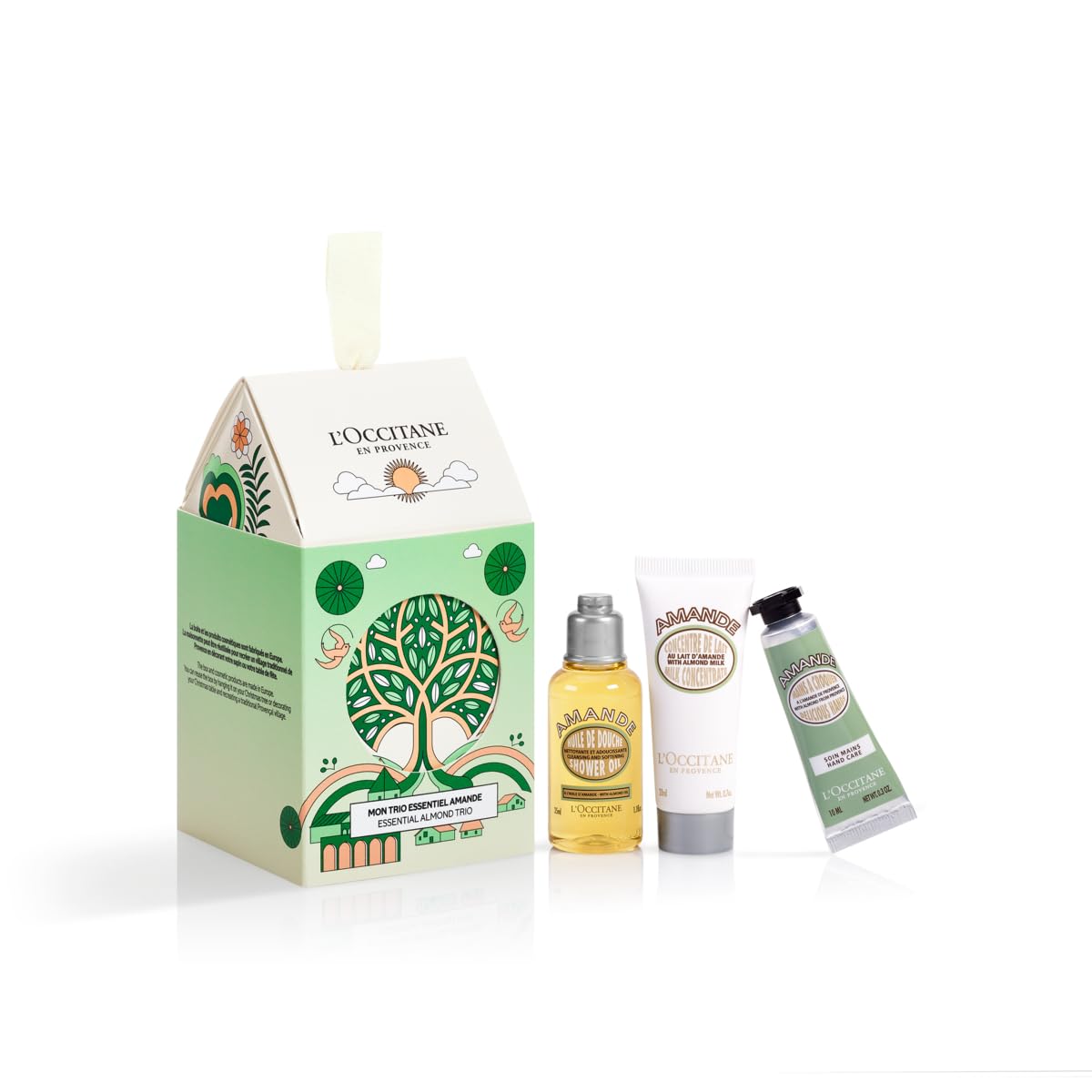 L'Occitane 3-Piece Holiday Almond Ornament: Gift Set Includes Travel-Sized Almond Shower Oil, Almond Milk Concentrate and Almond Delicious Hands