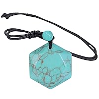 TUMBEELLUWA Healing Hexagram Pendant Necklace with Adjustable Nylon Chain for Men and Women, Reiki Quartz Amulet for Unisex