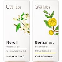 Neroli Essential Oil for Skin & Bergamot Oil for Hair Growth Set - 100% Pure Therapeutic Grade Essential Oils Set - 2x10ml - Gya Labs