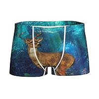Boys Boxer Briefs, Deer In The Fantasy Forest Teenagers Soft Cotton Briefs Boys Mid-Rise Boxer Briefs