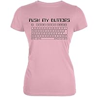 Old Glory Push My Buttons Pink Juniors Soft T-Shirt - Small