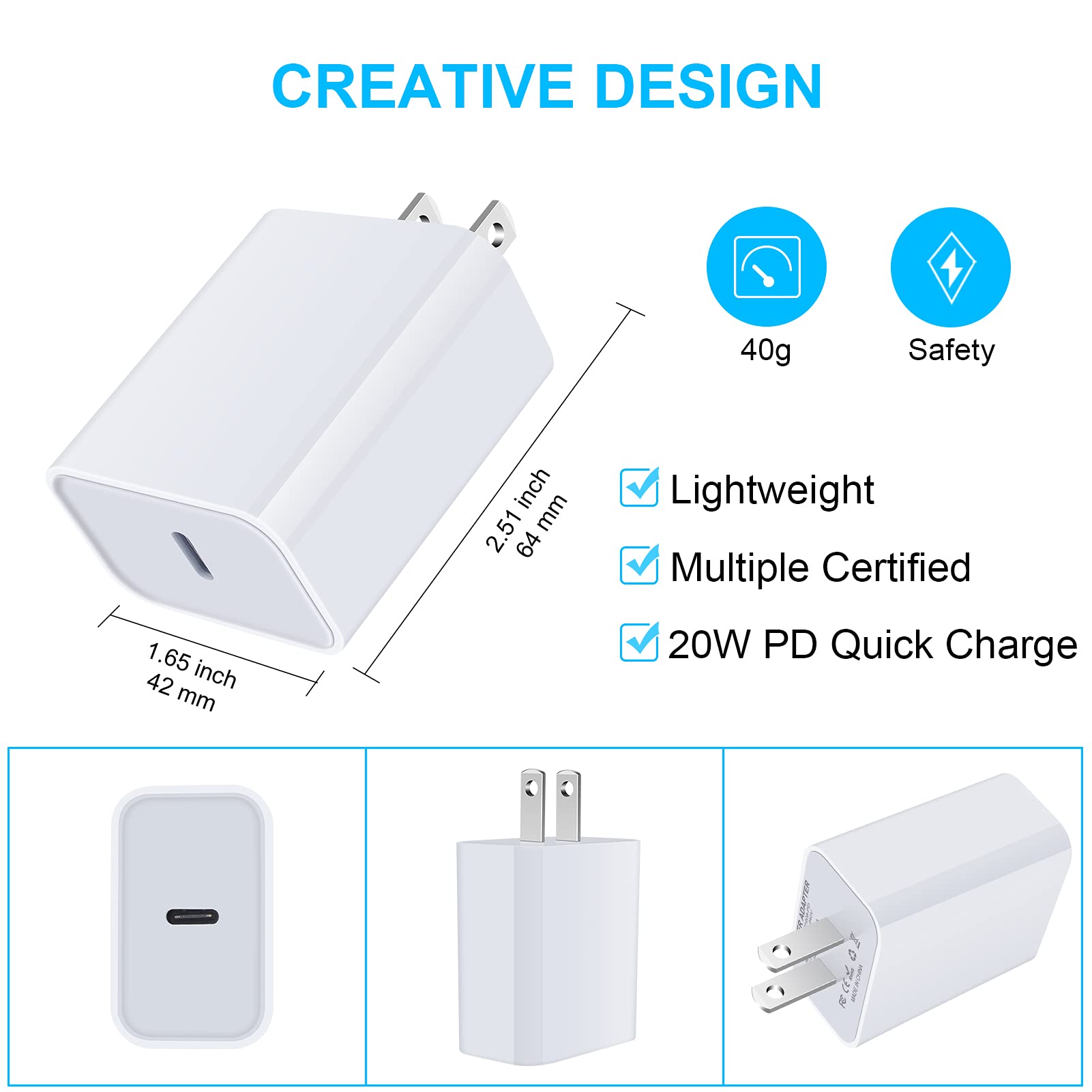 iPhone Fast Charger Block [2 Pack] USB C Wall Charger PD Power Adapter for iPhone 15 Pro/15 Pro Max/15/15 Plus/14 Pro/13/12/11/Pro/Max/Mini/SE/XS/XR, Samsung Galaxy A14 5G A13, Google Pixel 7a/6 Pro/5