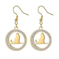 Cat Earrings For Women Girls Stainless Steel Hollow Out Style Cute Charm Open Cat Dangle Hook Earrings Jewelry Gifts For Pet Lovers