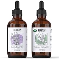 HBNO Dutch Lavender Essential Oil - Huge 4 oz (120ml) & HBNO Organic Eucalyptus Essential Oil (Globulus) - Value Bundle
