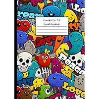 Cuaderno A4 Cuadriculado: Cuadrícula de 5 x 5 mm - Cubierta flexible - Tema de Emoticonos, Smileys, Comics (Spanish Edition)