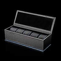Household Men's 5-Slot Watch Case, Magnetic Watch Storage Box, Leather Mechanical Watch Bracelet Display Box 1217B(Color:Blue)