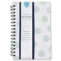 Daily Planner Undated, Hourly Agenda, Food and Fitness Plan, Daily To Do List, Increase Productivity and Stay Organized on Busy Days by Kahootie Co (Hard Cover, Teal Polka Dots)