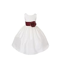 23 Colors Poly Silk Flower Girl Pageant Dress w/Sash and Flowers Infant-14