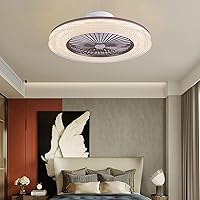 Ceiling Fans, Ceiling Fan with Light Silence Fan Lighting 3 Speeds Bedroom Led Mute Fan Ceiling Light with Remote Control Modern Living Room Quiet Ceiling Fan Light with Timer/Brown