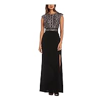 Dressbarn Women's Black/Taupe Morgan & Co. Lace Bodice Dress - 1