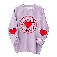 Women's Long Sleeve Undershirt Casual Fashion Valentine's Day Printing O-Neck Pullover Top Blouse Shirt, S-3XL