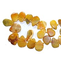 The Design Cart Yellow Drop Agate Stones for Bracelet Necklace Jewelry Making, Package of 5 Strings KAR-270619-014
