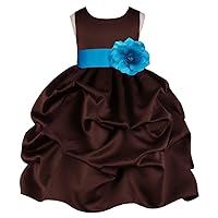Pink Promise Girl's Brown Pick Up Wedding Pageant Flower Girl Dress with Bow