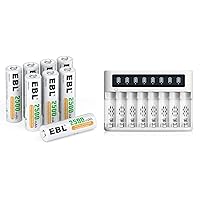 EBL Battery Charger with 8 AA Rechargeable Batteries Combo