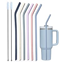 12-Pack Reusable Clear Plastic Glitter Straws. 13 inch Extra Long Tumbler  Straws for 1 Gallon. 64 oz 40 oz 32 oz Water Bottles. Plus Cleaning Brush