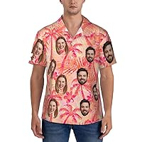 Custom Hawaiian Shirt for Men with Face,Personalized Print Summer Beach Casual Short Sleeve Floral Shirts