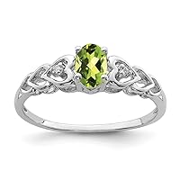 925 Sterling Silver Polished Open back Peridot and Diamond Ring Measures 2mm Wide Jewelry for Women - Ring Size Options: 10 5 6 7 8 9