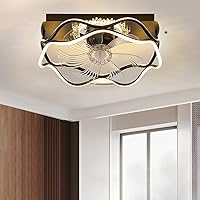 Fan Lights, 60W Fans with Ceililights Silent Reversible Fan with Remote Control Led 360°Shakihead Ceilifan Lights with Timer for Bedroom Liviroom Diniroom Fan Lighting/Black/3*L