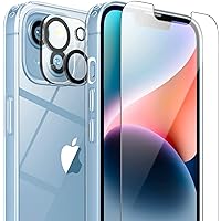 Case for iPhone 14 Plus with 2X Tempered Glass Screen Protectors + 2X Camera Lens Protectors [Full Protection] - Crystal Clear