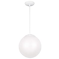 Sea Gull Lighting 6020-15 Leo Globe Pendant Hanging Modern Fixture, One - Light, White
