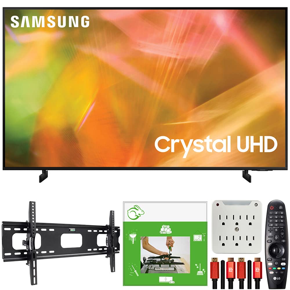 Samsung UN50AU8000 50 Inch UHD 4K Crystal UHD Smart LED TV (2021) Bundle with TaskRabbit Installation Services + Deco Gear Wall Mount + HDMI Cables...