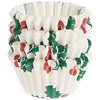 Fox Run Christmas Disposable Bake Cups, 1.5 x 1.5 x 0.75 inches, White