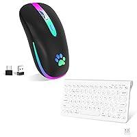 FUWANG Bluetooth Keyboard & 2.4G Small Wireless Keyboard-Wireless Mouse,Rechargeable LED Wireless Bluetooth Mouse,Ergonomic and Comfortable Computer Keyboard&Mouse