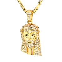 FaithHeart Jesus Pieces Pendant Bling-ed Out Fashion Gold Plated with A+++ CZ Christian Necklace (Gold)
