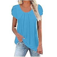 Short Sleeve Shirts for Women 2024 Fashion Womens Summer Tops Lightweight Casual Ladies Crew Neck Blouses Trendy Clothes