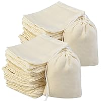 Tayfremn 200Pcs Cotton Drawstring Bags, Reusable Muslin Bag Natural Cotton Bags with Drawstring Produce Bags Bulk Gift Bag Jewelry Pouch for Party Wedding Home Storage, Natural Color (4 x 3 Inches)